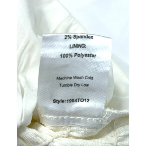 Choosy Amanda XS White Cream Cropped Top Center Buttons Ruffle Lined Smocked U4 - Picture 13 of 13